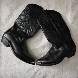 Laredo black cowboy boots with silver accents mens size 9.5 D shoes